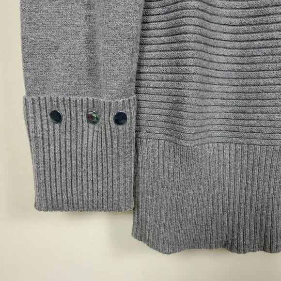 Alfani Ribbed Knit Sweater Womens Size M Gray Pewter Long Sleeve Mock Neck - Picture 4 of 11